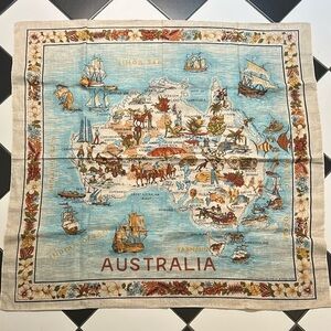 Australia Map Linen Wall Tapestry Frank Lee Eugenio Zuccon Floral Border Design
